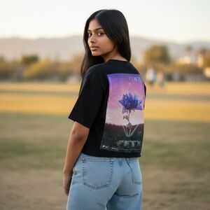 Coachella Black Graphic Crop Top